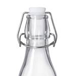 Deko-Flasche BOTTLE LIGHT Glas / Edelstahl - Transparent - Höhe: 20 cm