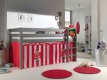 Spielbett Pino Kiefer Massiv - 90 x 200 cm - Grau / Rot - Mit Vorhang - Mit Leiter