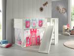 Spielbett Scott mit Rutsche Kiefer Massiv - Pink - Mit Taschen - Mit Vorhang