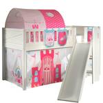 Spielbett Scott mit Rutsche Kiefer Massiv - Pink - Mit Taschen & Tunnel - Mit Vorhang