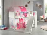 Spielbett Scott mit Rutsche Kiefer Massiv - Pink - Mit Taschen & Tunnel - Mit Vorhang