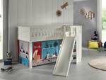 Spielbett Scott mit Rutsche Kiefer Massiv - Blau / Rot - Mit Vorhang