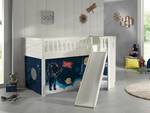 Spielbett Scott mit Rutsche Kiefer Massiv - Blau - Mit Vorhang