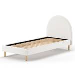 Gestoffeerd bed Moon deels massief grenenhout/bouclé - Wit - 90 x 200cm