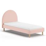 Gestoffeerd bed Moon deels massief grenenhout/bouclé - Roze - 90 x 200cm