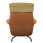 Ligfauteuil BLOMST Leer Danbi: Cognac - Zwart - Eik