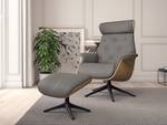 Relaxfauteuil BLOMST Leer Danbi: Bruin - Hoogte: 112 cm - Zwart - Zonder hocker - Eik