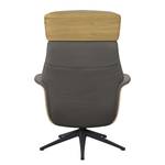 Relaxfauteuil BLOMST Leer Danbi: Bruin - Hoogte: 112 cm - Zwart - Zonder hocker - Eik