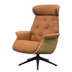 Fauteuil relax BLOMST Cuir Danbi: Cognac - Hauteur : 112 cm - Noir - Sans repose-pieds - Chêne