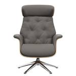 Fauteuil relax BLOMST Cuir Danbi: Marron - Hauteur : 112 cm - Chrome brillant - Sans repose-pieds - Chêne