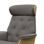 Relaxfauteuil BLOMST Leer Danbi: Bruin - Hoogte: 112 cm - Chroomkleurig glanzend - Zonder hocker - Eik