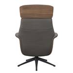 Relaxfauteuil BLOMST Leer Danbi: Bruin - Hoogte: 112 cm - Zwart - Zonder hocker - Notenboom