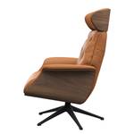 Fauteuil relax BLOMST Cuir Danbi: Cognac - Hauteur : 112 cm - Noir - Sans repose-pieds - Noyer