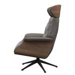 Relaxfauteuil BLOMST Leer Danbi: Bruin - Hoogte: 118 cm - Zwart - Zonder hocker - Notenboom