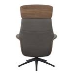 Relaxfauteuil BLOMST Leer Danbi: Bruin - Hoogte: 118 cm - Zwart - Zonder hocker - Notenboom