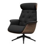 Fauteuil relax BLOMST Cuir Danbi: Noir - Hauteur : 112 cm - Noir - Sans repose-pieds - Noyer