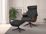 Fauteuil relax BLOMST Cuir Danbi: Noir - Hauteur : 112 cm - Noir - Sans repose-pieds - Noyer