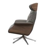 Fauteuil relax BLOMST Cuir Danbi: Marron - Hauteur : 112 cm - Chrome brillant - Sans repose-pieds - Noyer