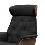 Fauteuil relax BLOMST Cuir Danbi: Noir - Hauteur : 112 cm - Chrome brillant - Sans repose-pieds - Noyer