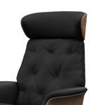 Relaxfauteuil BLOMST Leer Danbi: Zwart - Hoogte: 118 cm - Chroomkleurig glanzend - Zonder hocker - Notenboom