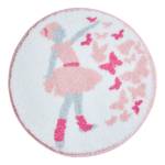 Kindervloerkleed Ballerina polyacryl - roze/wit - 100 x 100 cm