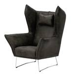 Fauteuil Caleta Tissu - Microfibre Goda: Anthracite - Avec repose-pieds