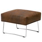 Fauteuil Caleta geweven stof - Microvezel Goda: Chocoladebruin - Met hocker