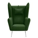 Fauteuil Caleta geweven stof - Bouclé Stof Basima: Donkergroen - Zonder hocker