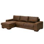 Hoekbank Vassy Microvezel Goda: Chocoladebruin - Longchair vooraanzicht links - Zonder accessoires