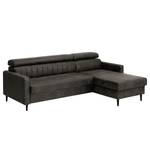 Ecksofa Chelsfield Microfaser Goda: Anthrazit - Longchair davorstehend rechts