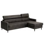 Ecksofa Chelsfield Microfaser Goda: Anthrazit - Longchair davorstehend rechts