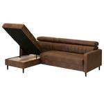 Ecksofa Chelsfield Microfaser Goda: Schokoladenbraun - Longchair davorstehend links