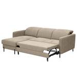 Ecksofa Hallikeld Webstoff Stormy: Cappuccino - Longchair davorstehend links