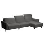 Ecksofa Ribigill Bouclé Stoff Cady: Anthrazit - Longchair davorstehend rechts