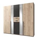 Armoire à portes battantes Odessa Imitation chêne clair / Gris - Largeur : 225 cm