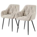 Chaise à accoudoirs TILLY Velours / Métal - Noir - Tissu Bouclé Moena: Beige - Lot de 2