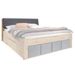 Tête de lit Scala avec rangement Tissu - Imitation chêne Artisan - Largeur : 165 cm