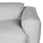 Ecksofa HUDSON mit XL-Longchair Cordstoff Snor: Grau - Longchair davorstehend links