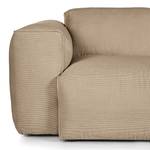 Ecksofa HUDSON mit XL-Longchair Cordstoff Snor: Taupe - Longchair davorstehend rechts