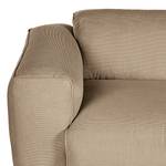 Ecksofa HUDSON mit XL-Longchair Cordstoff Snor: Taupe - Longchair davorstehend rechts