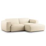 Ecksofa HUDSON mit XL-Longchair Cordstoff Snor: Beige - Longchair davorstehend rechts