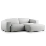 Ecksofa HUDSON mit XL-Longchair Cordstoff Snor: Grau - Longchair davorstehend rechts