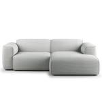 Ecksofa HUDSON mit XL-Longchair Cordstoff Snor: Grau - Longchair davorstehend rechts