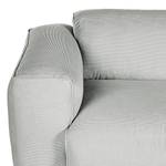 Ecksofa HUDSON mit XL-Longchair Cordstoff Snor: Grau - Longchair davorstehend rechts