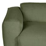 Ecksofa HUDSON mit XL-Longchair Cordstoff Snor: Grün - Longchair davorstehend rechts