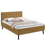 Letto imbottito Empire Tessuto strutturato Luela: ocra - 140 x 200cm