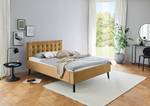 Gestoffeerd bed Empire Structuurstof Luela: Oker - 140 x 200cm