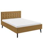 Gestoffeerd bed Empire Structuurstof Luela: Oker - 140 x 200cm