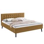 Letto imbottito Empire Tessuto strutturato Luela: ocra - 180 x 200cm