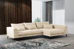 Ecksofa Norlick Cordstoff Lola: Creme - Longchair davorstehend rechts